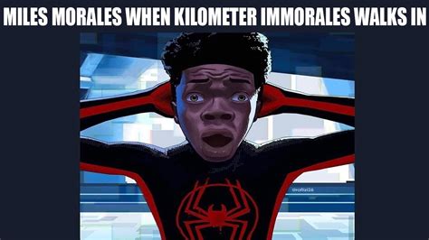 spider-man: across the spider-verse memes|Miles Morales Running From Miguel OHara